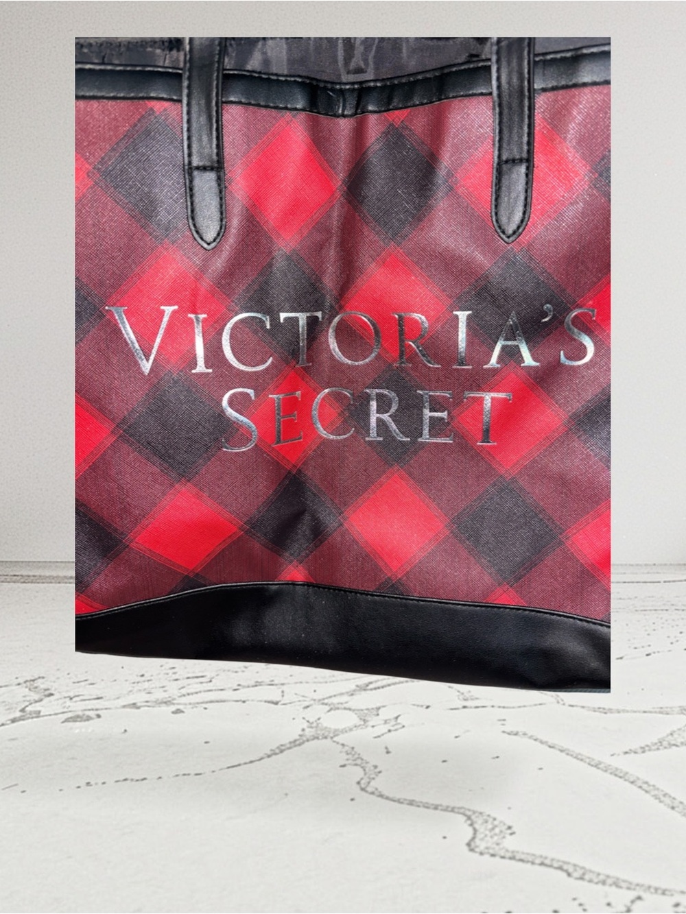 Victoria's Secret Red and Black Plaid Tote - Picture 3 of 6